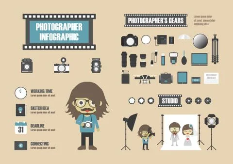 Photographer infographic elements Stock Illustration