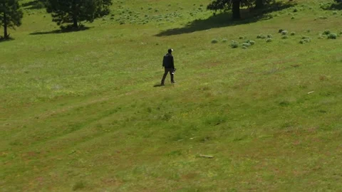 Photographer in Meadow Stock Footage 153626486