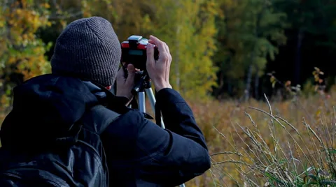 Photographer on the nature Stock Footage 32221925