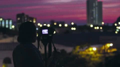Photographer by night 2 Stock Footage 10785635