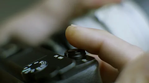 Photographer Pressing Button Digital Camera. Create Digital Content Stock Footage 257317735