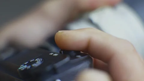 Photographer Pressing Button Digital Camera. Create Digital Content Stock Footage 257317772