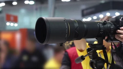 Photographer with professional camera at the event Stock Footage 73267564