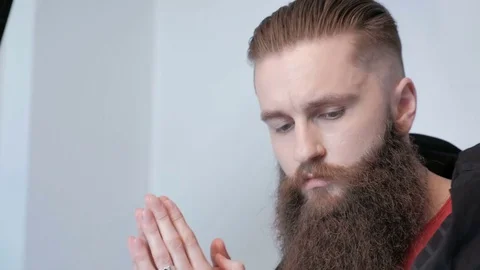 Photographer shooting model in studio with softboxes. Man Studio Shoot Portrait Stock Footage 75413086