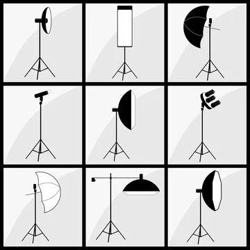 Photographer studio lighting set Stock Illustration