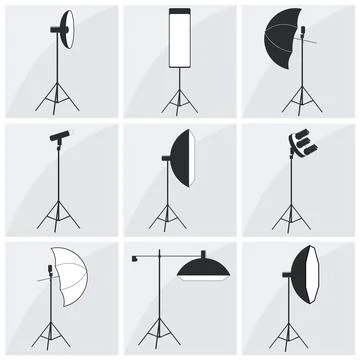 Photographer studio lighting set Stock Illustration