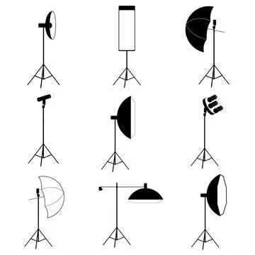 Photographer studio lighting set Stock Illustration