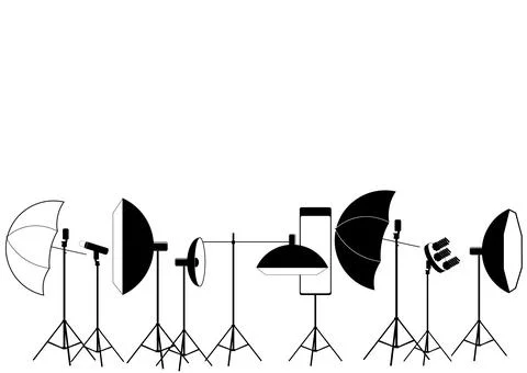 Photographer studio lighting set Stock Illustration