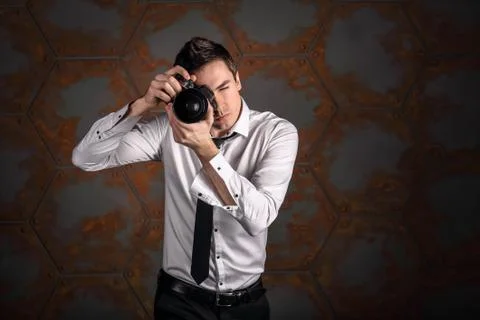 Photographer in studio like a model Stock Photos
