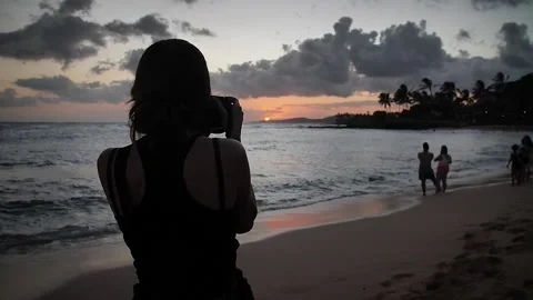Photographer sunset 180 Stock Footage 155495546