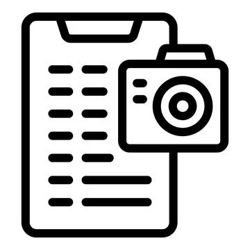 Photographer taking notes about composition on clipboard Stock Illustration