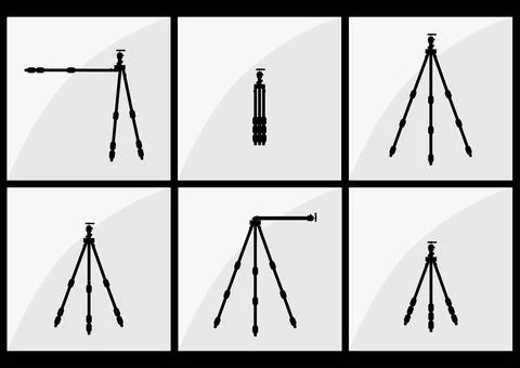Photographer tripod set Stock Illustration