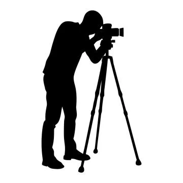 Photographer using a camera on a tripod for professional capture Stock Illustration