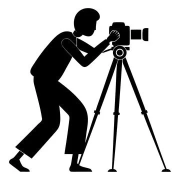 Photographer using a professional camera on a tripod for studio Stock Illustration