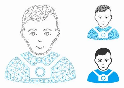 Photographer Vector Mesh Network Model and Triangle Mosaic Icon Stock Illustration