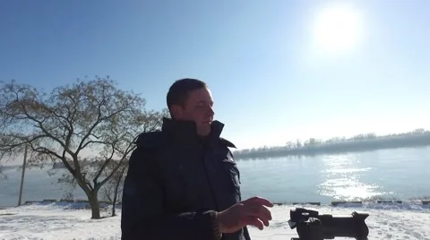 Photographer in winter Stock Footage 59516847
