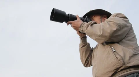 Photographer work with camera, view from below Stock Footage 61283676
