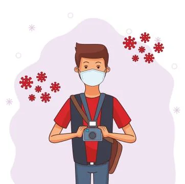 Photographer worker profession using face mask 스톡 일러스트