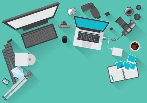 Photographer workspace Stock Illustration