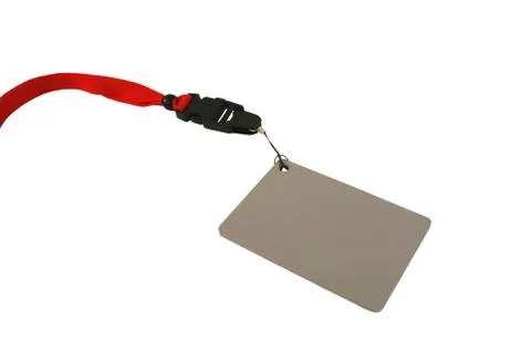 Photographers grey card withe red lanyard Stock Photos
