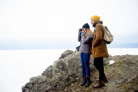 Photographers on a hill Stock Photos