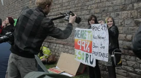 Photographers at protest Video stock 8964145