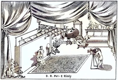Photographer's studio equipped with arc lamps. From The Philosopher's Stone Stock Illustration
