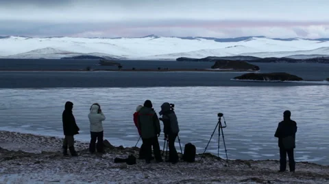 Photographers work using tripods Stock Footage 62416494