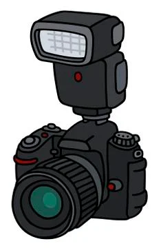 Photographic camera with a flashlight Stock Illustration