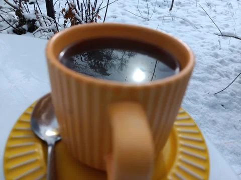 Photographic technique. Reflection on coffee. Stock Photos