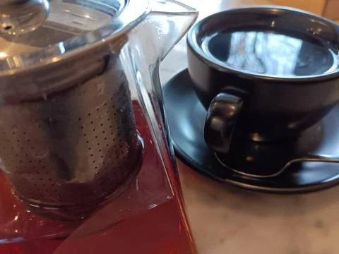 Photographic technique. Reflection on coffee. Stock Photos