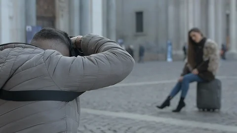 Photographing a model Stock Footage 121108512