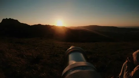 Photographing the north sunset. Stock Footage 234409910