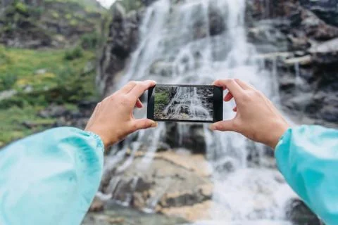 Photographing with smartphone Stock Photos