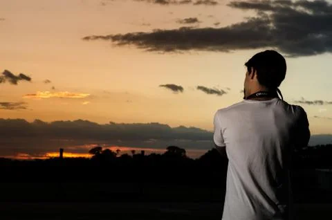 Photographing sunset Stock Photos