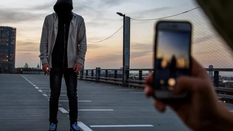 Photographing An Unknown Person Stock Footage 105619847