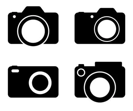 Photography Camera Black Vector Silhouettes Illustration Stock Illustration