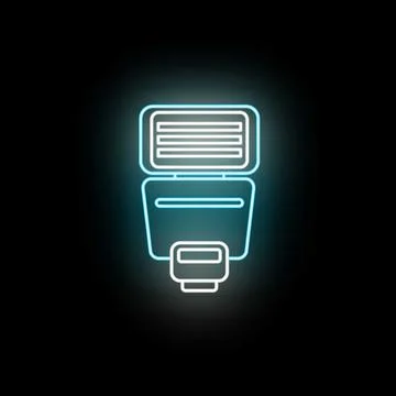Photography camera flash tool neon glow illustration 스톡 일러스트