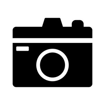 Photography, camera icon. Black vector graphics. Stock Illustration