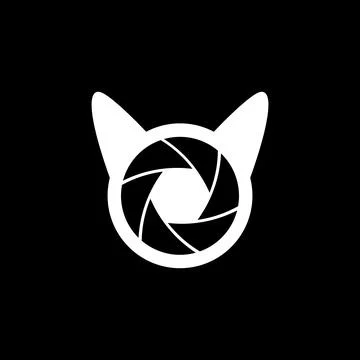 Photography camera lens shutter with pets cat dog simple modern logo design.. イラスト素材