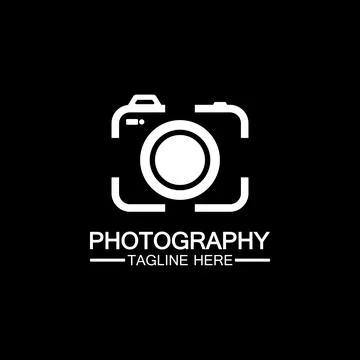 Photography camera logo icon vector design template isolated on black backgro 스톡 일러스트