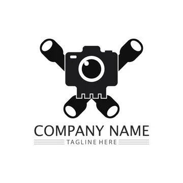 Photography camera logo icon vector design template isolated on black backg.. Stock Illustration