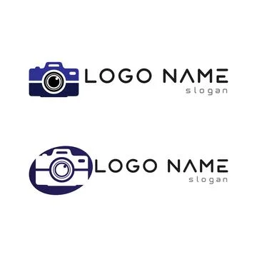 Photography camera logo icon vector design template isolated on black backg.. Stock Illustration
