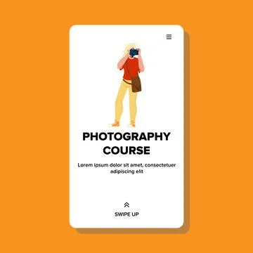 Photography Course Student Learning Lesson Vector Illustration Stock Illustration