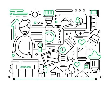 Photography Courses - line design composition Stock Illustration