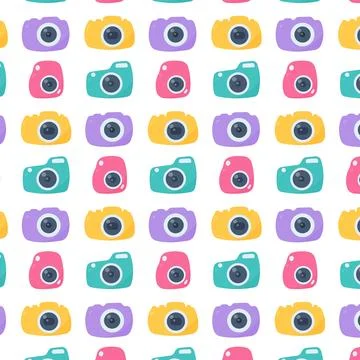 Photography day camera color pattern elements set Stock Illustration
