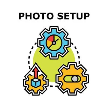 Photography equipment and process setup line icon Stock Illustration
