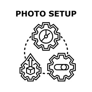 Photography equipment and process setup line icon Stock Illustration