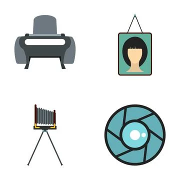 Photography equipment and tools flat design collection Stock Illustration