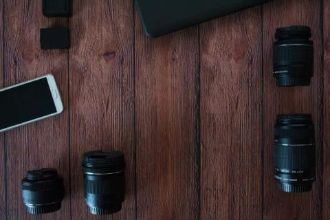 Photography equipment on timeless background Stock Photos